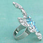 Light Blue Sparkle Flying Butterfly Hand Ring