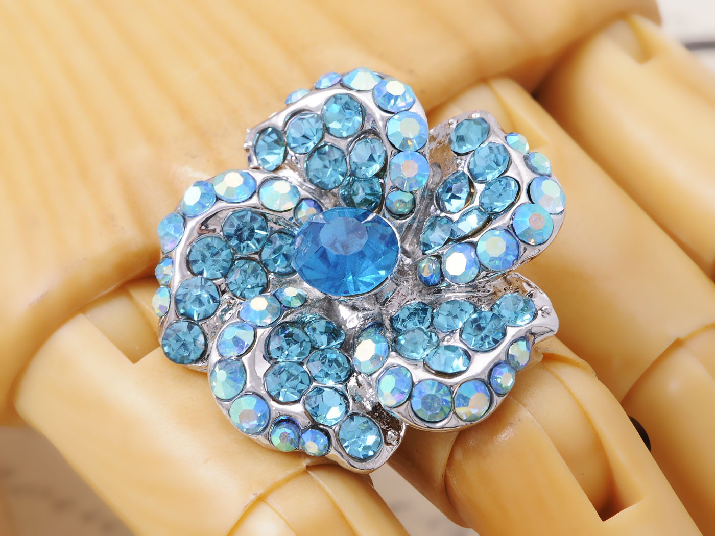 Blue Flower Hand Finger Able Ring