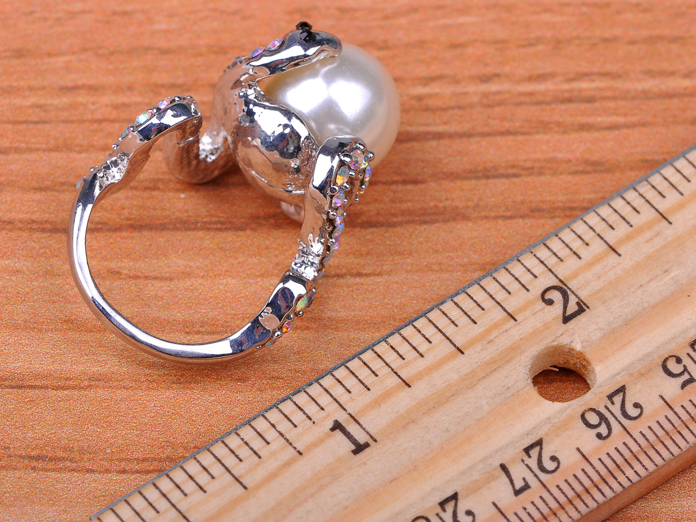 Opal Pearl Bead Snake Statement Ring