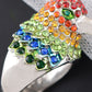 Alilang Women Colorful Crystal Rhinestone Birds Head Shape Rings Mother's Day Birthday Gifts