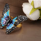 Jet Black S Turquoise Colored Enamel Butterfly Ring