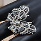 Jet Black White Flying Wing Fly Butterfly Ring
