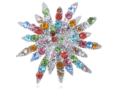 Over Sized Multicolor Ethnic Floral Rainbow Flower Ring