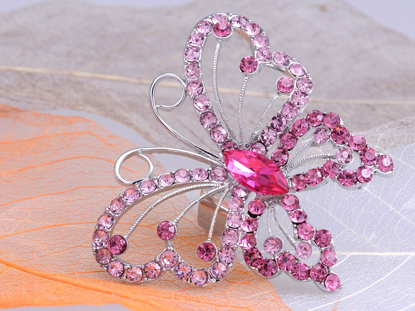 Butterfly Widespread Wing Fly Design Pink Rose Spring Ring