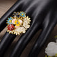 Adorable Big Face Colorful Butterfly Ladybug Clustered Flower Ring
