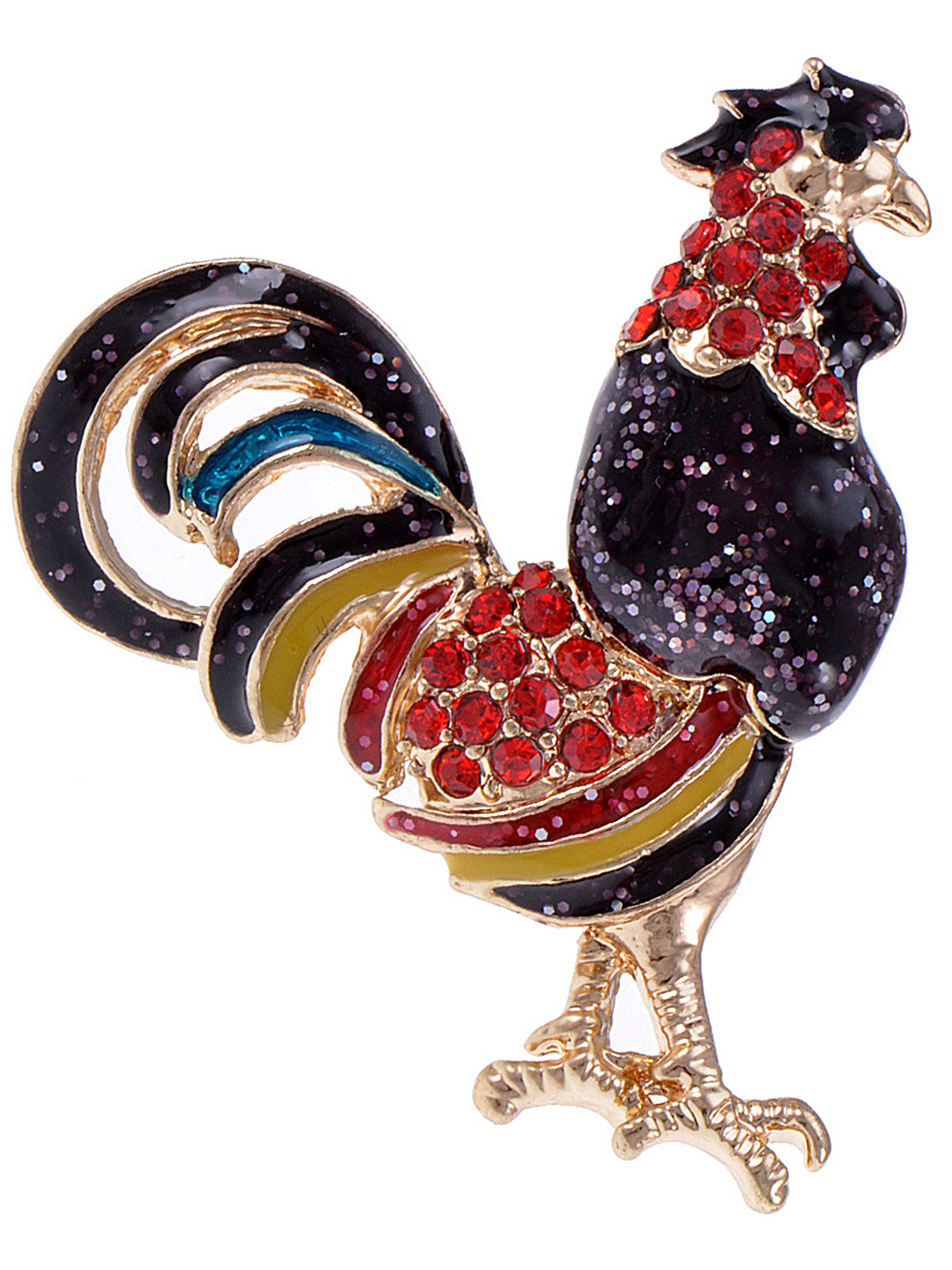 Gold Purple Colorful Glitter Rooster Chicken Bird Ring