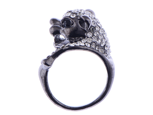 Antique Gun Encrusted Lion Jaguar Tiger Kitty Cat Biker Novelty Ring