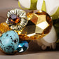 Topaz Round Oval Face Flower Turquoise Like Ring