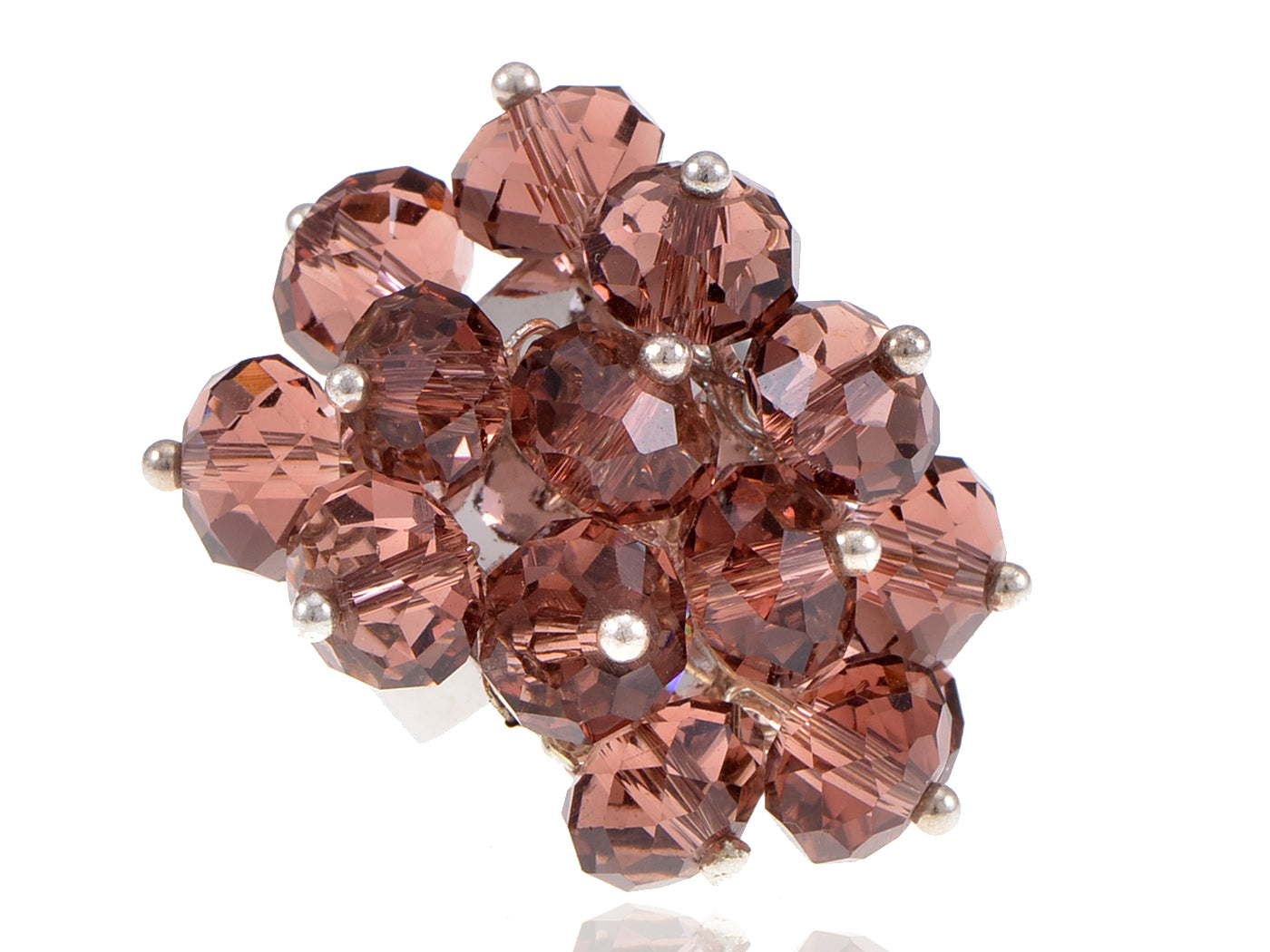 Fun Adorable Feminine Rose Pink Cluster Beaded Ring