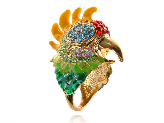 Women Luxury Colorful Bird Crystal Rhinestone Ring for Cocktail Wedding Gift