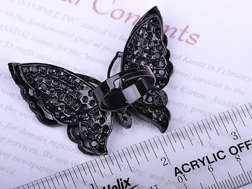 Pink Sparkle Enamel Wing Body Butterfly Ring