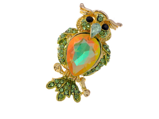 Lime Green Olivine Owl Bird Ring