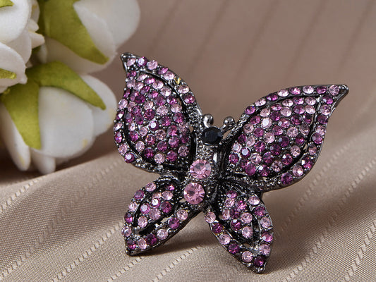 Pink Vintage Fairy Tale Encrusted Wide Wings Fun Ring