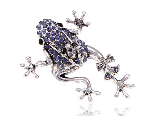 Silver Tanzanite Purple Colored Frog Bow Ring