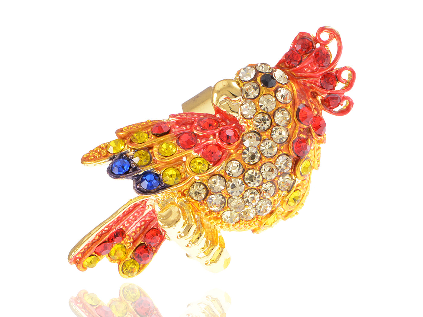 Oriental Parrot Ruby Red Tail Feather Topaz Ring