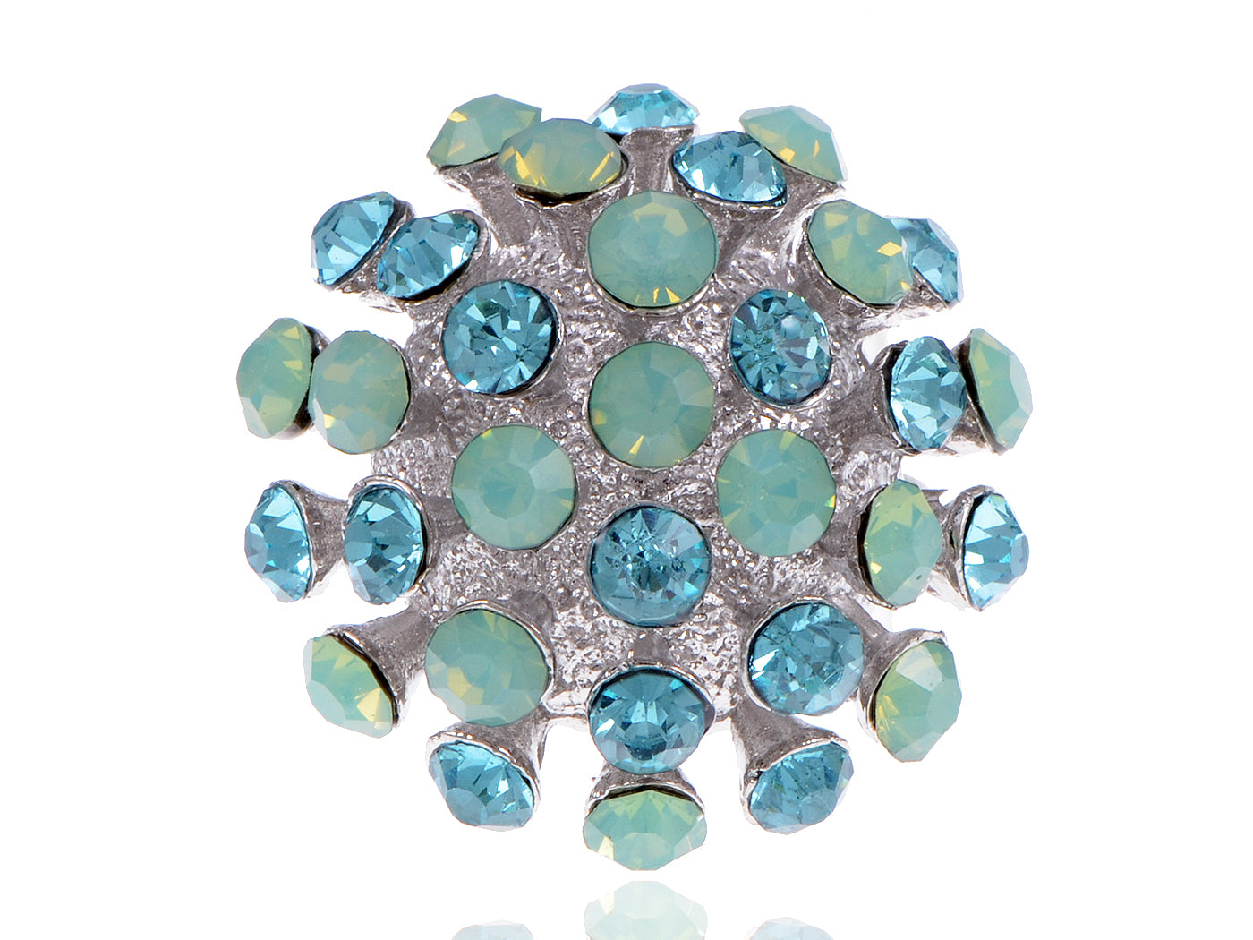Blue Aqua Jade Abstract 70's Disco Ball Fun Color Sized Ring