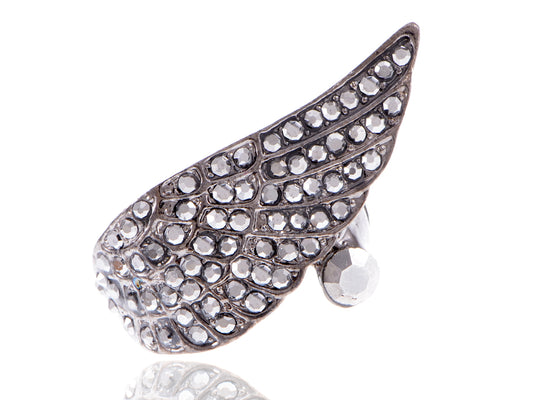 Jet Black Angel Wing Wrap Jewelry Ust Ring