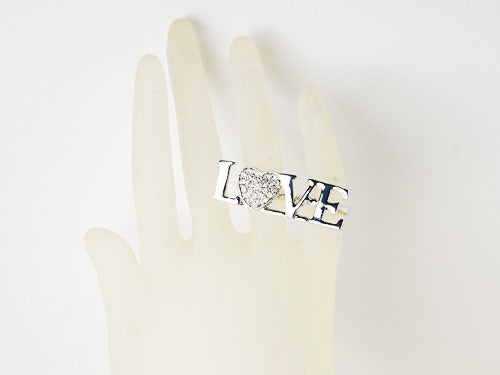 Love Heart Letter I Luv You Lover Double Finger Knuckle Ring