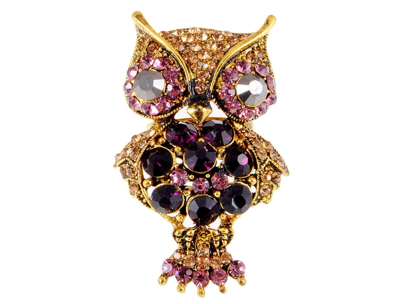 Purple Cocky With It Amethyst Owl Wide Eye Ring