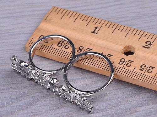 Two Finger Grey Cursive Believe Word Letters Ring
