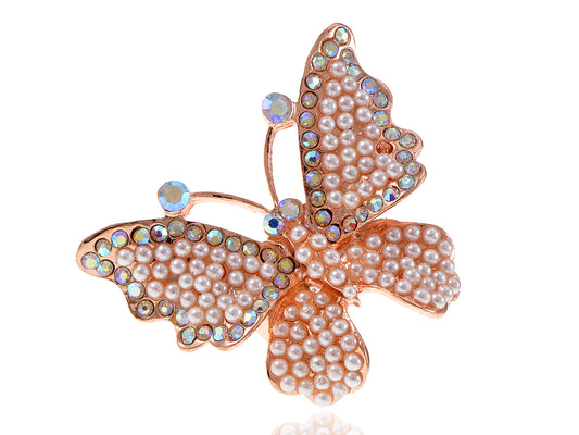 Colorful Pink Bead Butterfly Ring