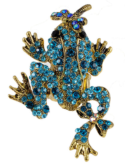 Antique Marine Blue Dragonfly Kisses Frog Toad Ring
