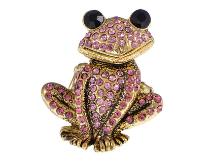 Antique Pink Curious Frog Toad Ring