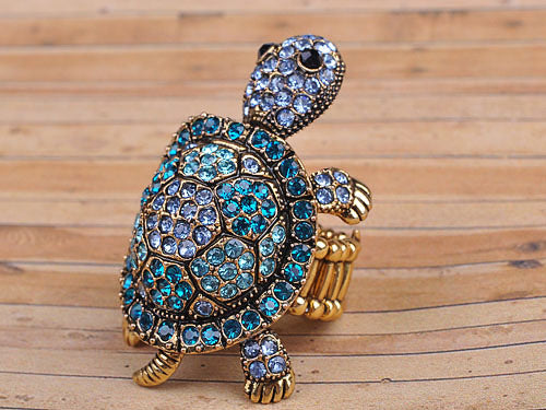 Sapphire Blue Colored Turtle Tortoise Ring