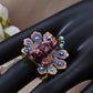 Handpainted Lilac Lavender Purple Enamel Peacock Bird Ring