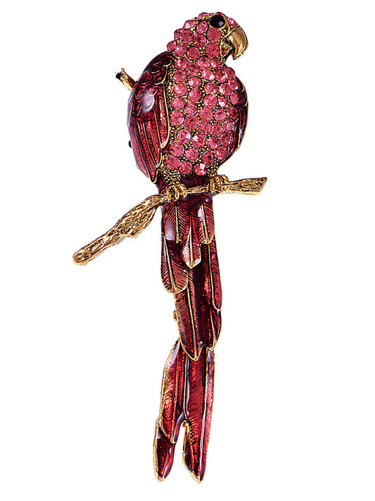 Antique Long Red Robin Parrot Bird Ring