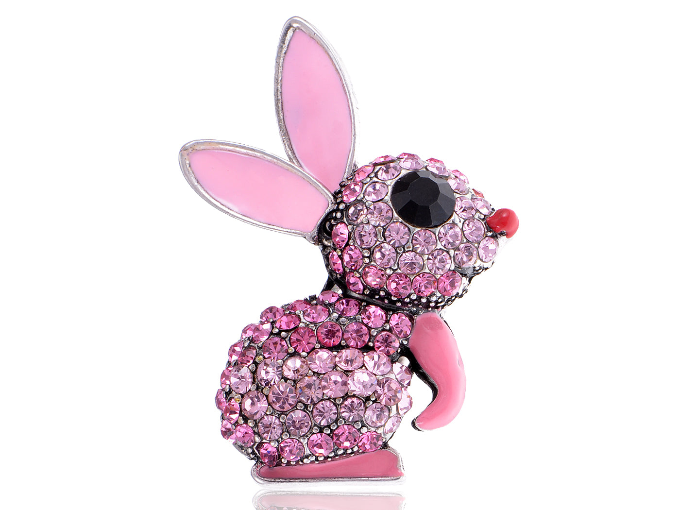 Handpainted Hot Neon Pink Enamel Bunny Rabbit Ring