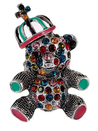 Colorful Handpainted Enamel Carnival Teddy Cap Bear Ring