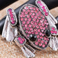 Silver Fuchsia Pink Funny Cartoon Leaping Frog Toad Ring