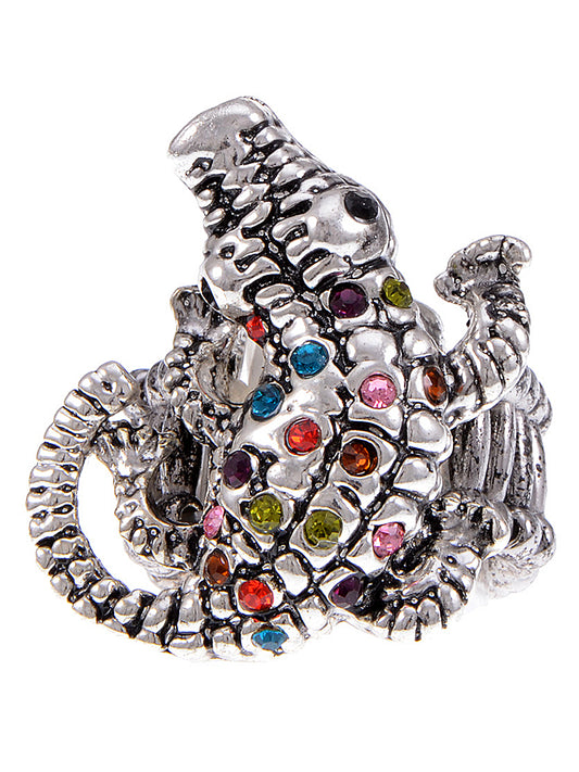 Rainbow Colorful Crocodile Alligator Trend Ring