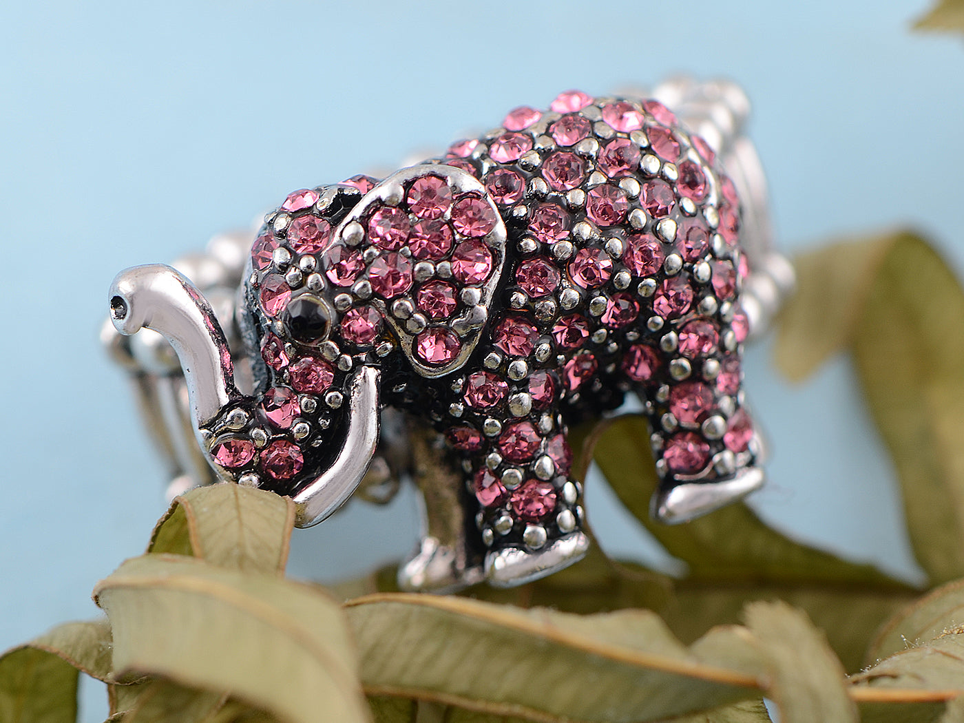 Tiny Pink Rose African Safari Playful Elephant Ring