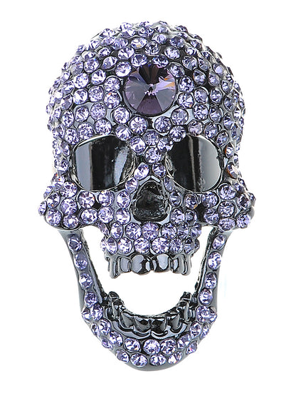 Gun Purple Laughing Skull Head Ring