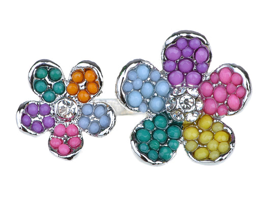 Open Pastel Beads Spring Floral Flowers Ring