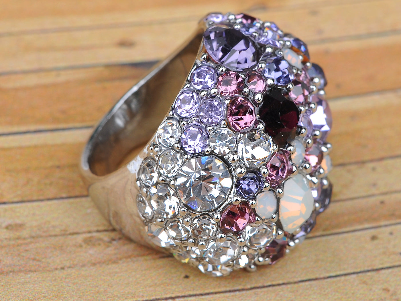 Lilac Purple Pink Cluster Bauble Ring