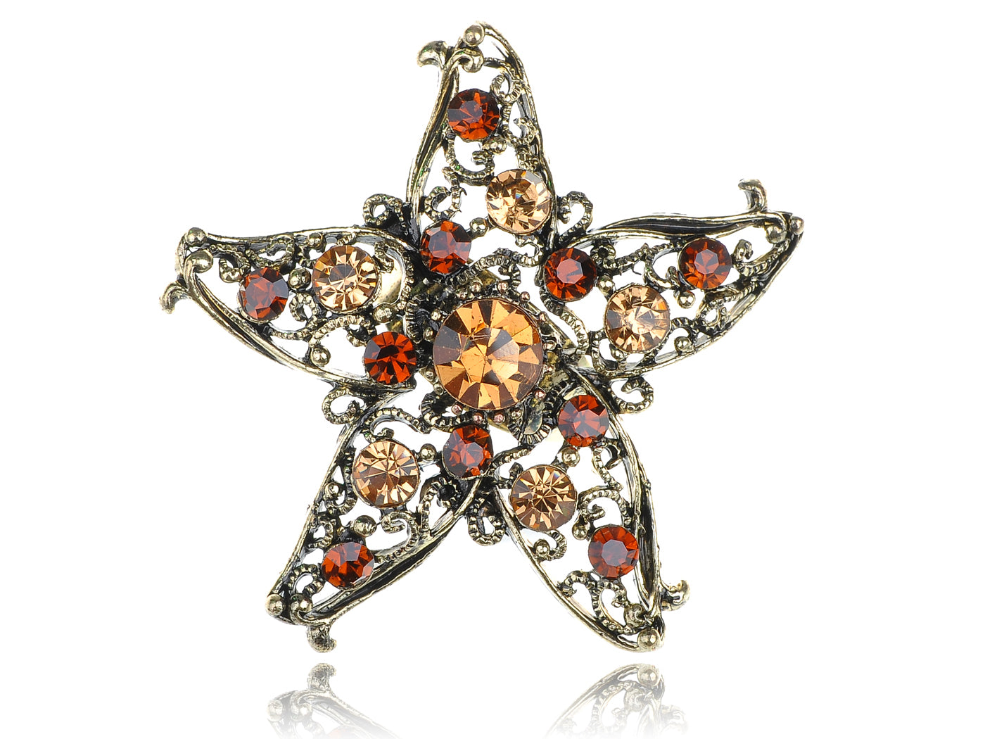 Antique Red Ruby Topaz Starfish Star Ring