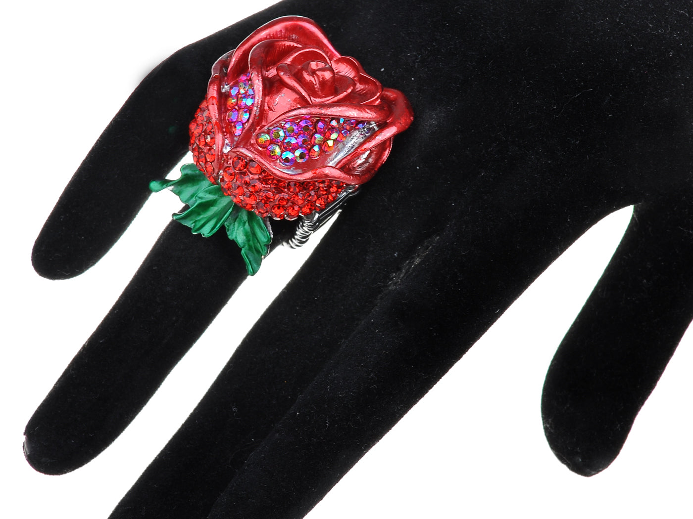 Red Green Floral Flower Rose Ring
