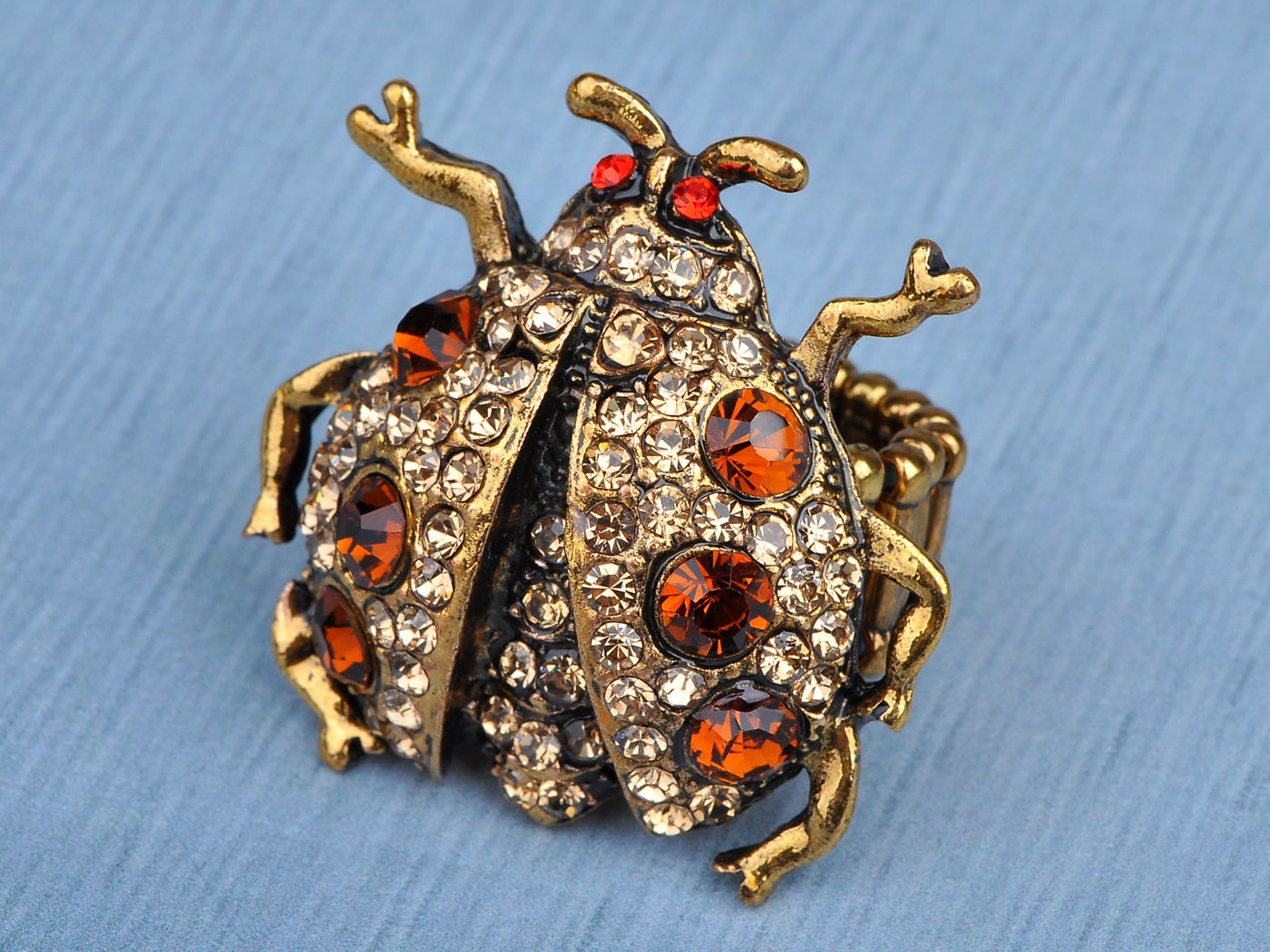 Antique Light Topaz Colored Ladybug Ring