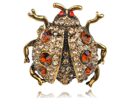 Antique Light Topaz Colored Ladybug Ring