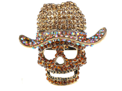 Giant Colorful Light Topaz Skull Cowboy Hat Statement Ring