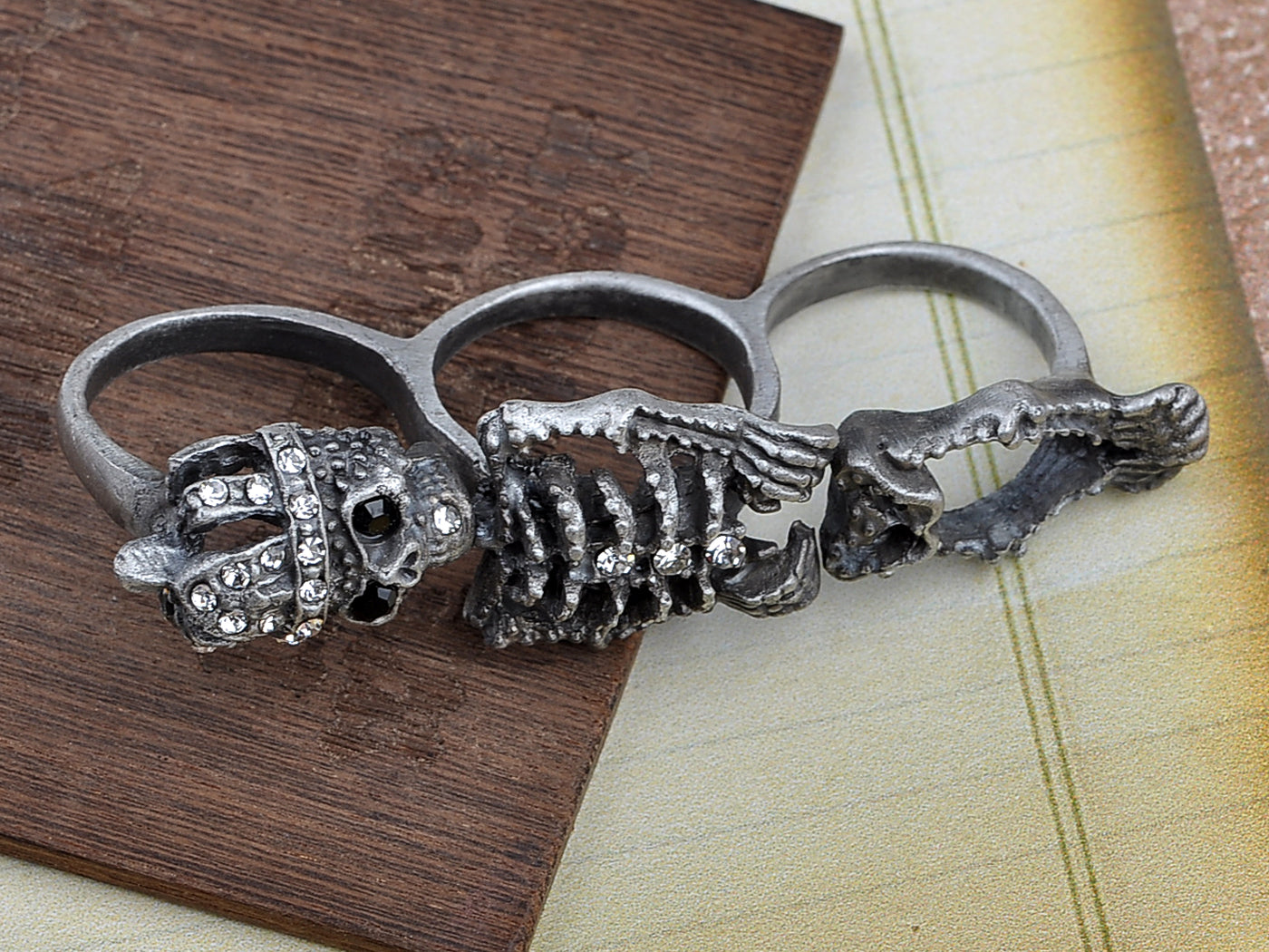 Unique Antique Three Ring Skeleton Bone Ring