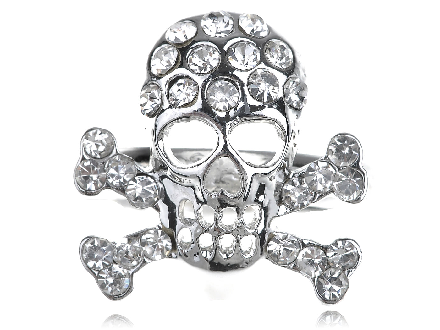 Anarchy Pirate Death Skull Bone Cross Biker Ring