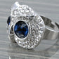 Dark Blue Gems Big Eyed Wise Owl Head Ring