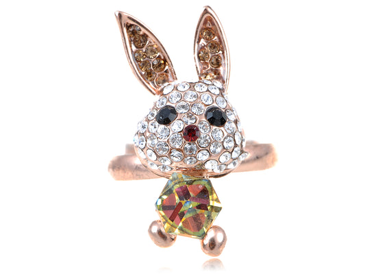 Rose Cartoon Bunny Rabbit Rhinestone Halloween Bodied Ring