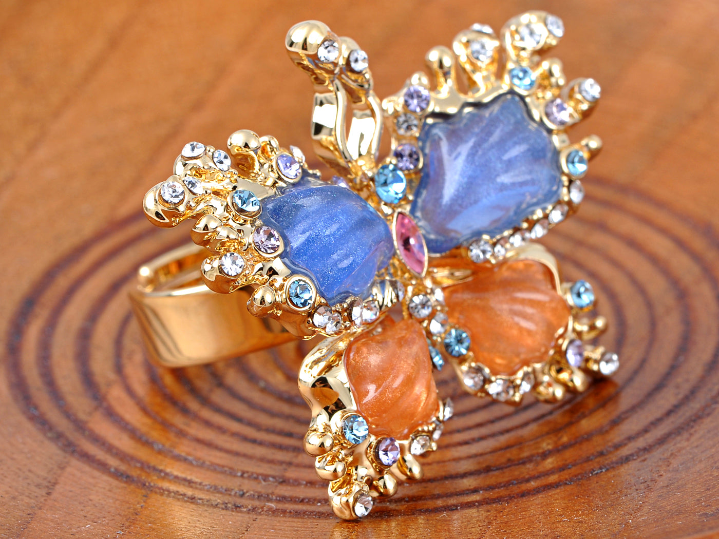 Multicolored Pearlescent Butterfly Ring