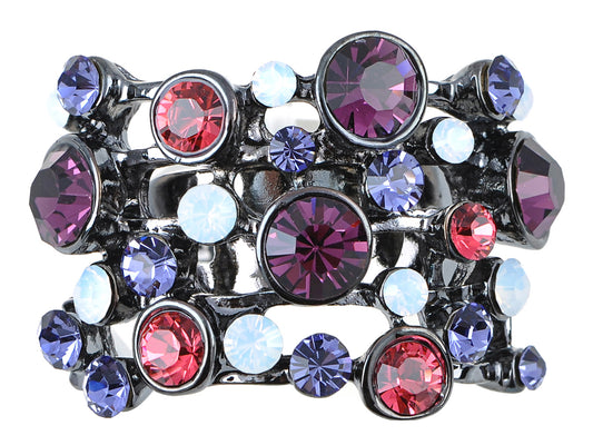 Gun Multicolor Purple Cluster Stacking Ring