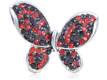 Red Black Encrusted Butterfly Ring